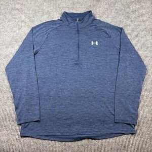 Under Armour Pullover Men's L Blue Heathered Tech 20 Quarter Zip Long Sleeve